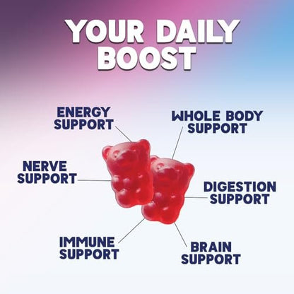 Energy Gummies - Vitamin B12 1000 mcg Pro Portion - Tägliche Energie-Gummibärchen mit natürlichem Koffein aus grünem Tee - Beerenaroma B12 Gummies für Laufen, Radfahren & Sport - 120 Gummies