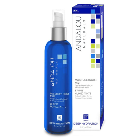 Andalou Naturals Gesichtsspray – Feuchtigkeitsspendender Nebel mit Hyaluronsäure & Kollagen für trockene & dehydrierte Haut, 177 ml