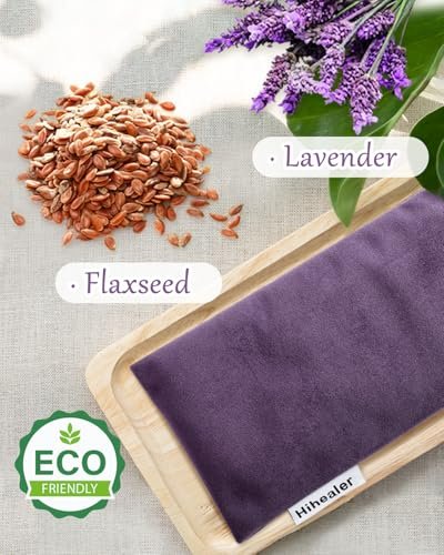 Entspannungsgeschenk für Frauen – Gewichtete Augenmaske für Schlaf, Yoga, Spa, Meditation – Lavendel-Augenkissen beheizbar gegen Kopfschmerzen, Nebenhöhlen & trockene Augen – Feuchte Wärmemaske – Geburtstagsgeschenk für Mama (Lila)
