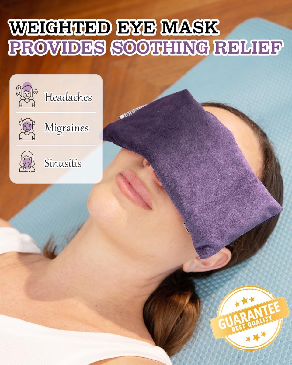 Entspannungsgeschenk für Frauen – Gewichtete Augenmaske für Schlaf, Yoga, Spa, Meditation – Lavendel-Augenkissen beheizbar gegen Kopfschmerzen, Nebenhöhlen & trockene Augen – Feuchte Wärmemaske – Geburtstagsgeschenk für Mama (Lila)