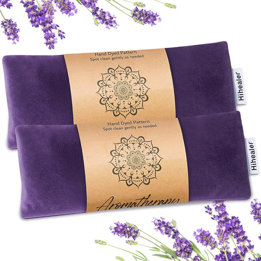 Entspannungsgeschenk für Frauen – Gewichtete Augenmaske für Schlaf, Yoga, Spa, Meditation – Lavendel-Augenkissen beheizbar gegen Kopfschmerzen, Nebenhöhlen & trockene Augen – Feuchte Wärmemaske – Geburtstagsgeschenk für Mama (Lila)