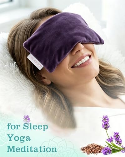Entspannungsgeschenk für Frauen – Gewichtete Augenmaske für Schlaf, Yoga, Spa, Meditation – Lavendel-Augenkissen beheizbar gegen Kopfschmerzen, Nebenhöhlen & trockene Augen – Feuchte Wärmemaske – Geburtstagsgeschenk für Mama (Lila)