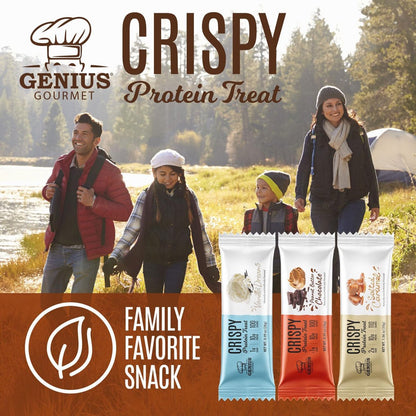 Genius Gourmet Knuspriger Proteinriegel, Gesalzenes Karamell, Keto Snack, Low Carb, Zuckerarm & Glutenfrei, 10 g Molkenprotein pro Riegel, 5 Netto-Kohlenhydrate, Snack für unterwegs, 10er Pack