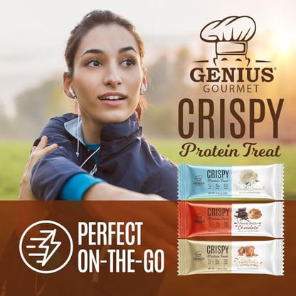 Genius Gourmet Knuspriger Proteinriegel, Gesalzenes Karamell, Keto Snack, Low Carb, Zuckerarm & Glutenfrei, 10 g Molkenprotein pro Riegel, 5 Netto-Kohlenhydrate, Snack für unterwegs, 10er Pack