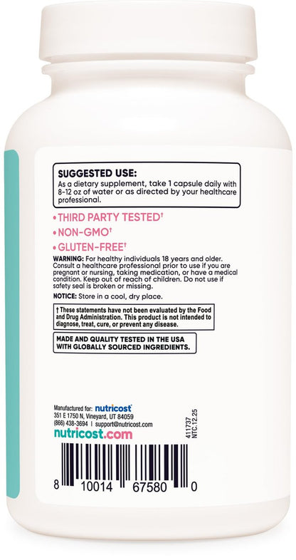 Nutricost Mönchspfeffer-Extrakt für Frauen – 120 Kapseln für 120 Portionen – Mit Dong Quai & Ingwerwurzel, Vegan