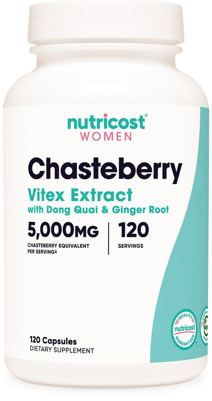Nutricost Mönchspfeffer-Extrakt für Frauen – 120 Kapseln für 120 Portionen – Mit Dong Quai & Ingwerwurzel, Vegan