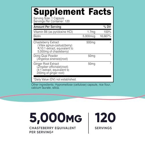 Nutricost Mönchspfeffer-Extrakt für Frauen – 120 Kapseln für 120 Portionen – Mit Dong Quai & Ingwerwurzel, Vegan