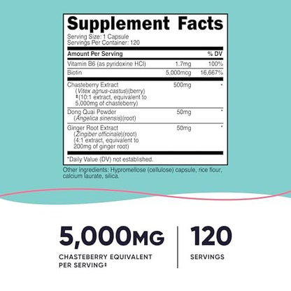 Nutricost Mönchspfeffer-Extrakt für Frauen – 120 Kapseln für 120 Portionen – Mit Dong Quai & Ingwerwurzel, Vegan