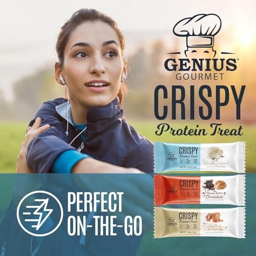 Genius Gourmet Crispy Protein Treat Vanilla Dream – Keto Snack, Low Carb, Low Sugar & Glutenfrei, 10 g Whey Protein pro Riegel, 5 Netto-Kohlenhydrate, 10er-Pack