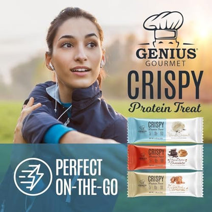 Genius Gourmet Crispy Protein Treat Vanilla Dream – Keto Snack, Low Carb, Low Sugar & Glutenfrei, 10 g Whey Protein pro Riegel, 5 Netto-Kohlenhydrate, 10er-Pack