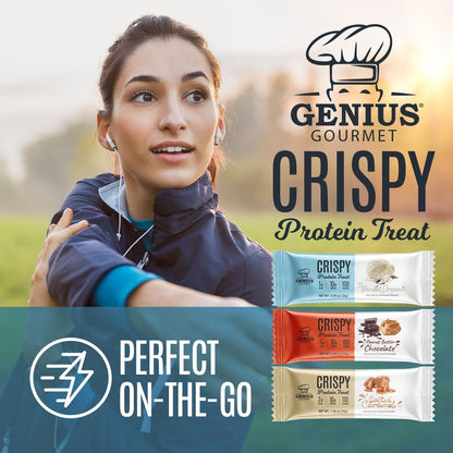 Genius Gourmet Crispy Protein Treat Vanilla Dream – Keto Snack, Low Carb, Low Sugar & Glutenfrei, 10 g Whey Protein pro Riegel, 5 Netto-Kohlenhydrate, 10er-Pack
