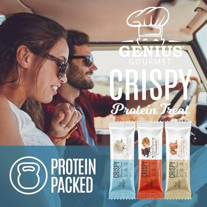 Genius Gourmet Crispy Protein Treat Vanilla Dream – Keto Snack, Low Carb, Low Sugar & Glutenfrei, 10 g Whey Protein pro Riegel, 5 Netto-Kohlenhydrate, 10er-Pack