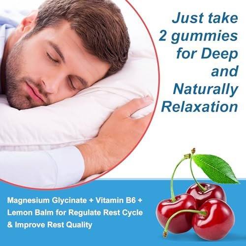 Zuckerfreie Ashwagandha Gummis mit Magnesiumglycinat, Rhodiola Rosea, Zink, Melisse, B6 – Entspannung, natürlicher Schlaf, Ausdauer, Energie für Männer und Frauen – 60 Stück