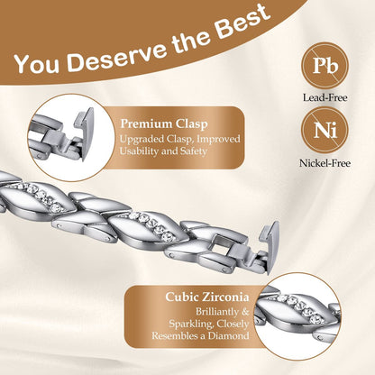 Feraco Kupferarmband für Damen – 99,99% massives Kupfer, magnetisches Armband, einzigartiges X-Design, Magnetfeldtherapie-Schmuck (Silber X mit Ring)