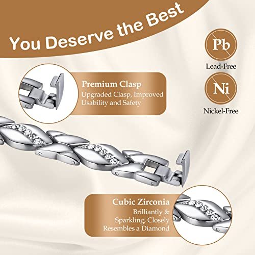 Feraco Kupferarmband für Damen – 99,99% massives Kupfer, magnetisches Armband, einzigartiges X-Design, Magnetfeldtherapie-Schmuck (Silber X mit Ring)