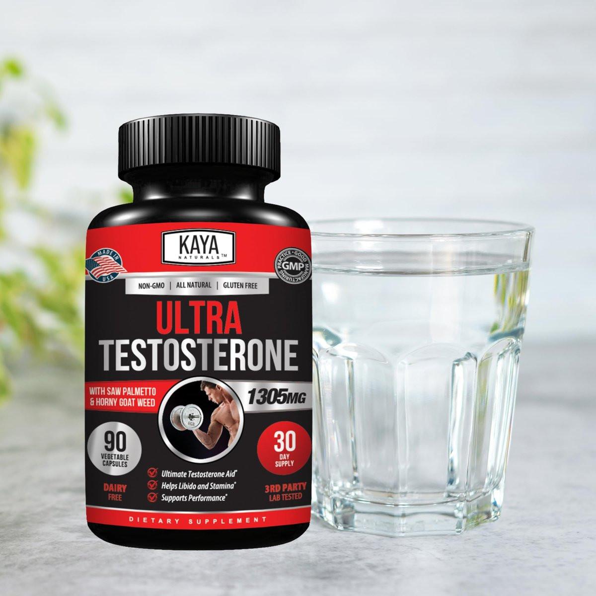 Kaya Naturals Ultra Testosteron Booster für Männer – Mit Tongkat Ali, Bockshornklee & Ziegenkraut – Natürliches Trainings-Supplement für Energie, Ausdauer und Kraft – 90 Kapseln
