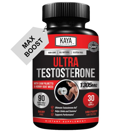 Kaya Naturals Ultra Testosteron Booster für Männer – Mit Tongkat Ali, Bockshornklee & Ziegenkraut – Natürliches Trainings-Supplement für Energie, Ausdauer und Kraft – 90 Kapseln