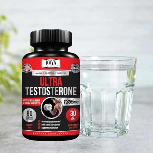 Kaya Naturals Ultra Testosteron Booster für Männer – Mit Tongkat Ali, Bockshornklee & Ziegenkraut – Natürliches Trainings-Supplement für Energie, Ausdauer und Kraft – 90 Kapseln