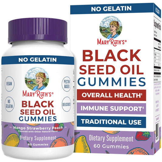MaryRuth Organics Schwarzkümmelöl Gummis | Nahrungsergänzung mit Schwarzkümmelsamenöl | Traditionell für Immununterstützung & Herz-Kreislauf-Gesundheit | Vegan | Ohne Gelatine | Pektinbasiert | 60 Gummis