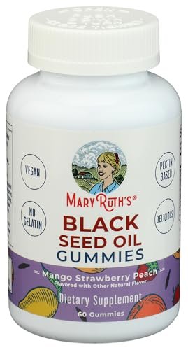 MaryRuth Organics Schwarzkümmelöl Gummis | Nahrungsergänzung mit Schwarzkümmelsamenöl | Traditionell für Immununterstützung & Herz-Kreislauf-Gesundheit | Vegan | Ohne Gelatine | Pektinbasiert | 60 Gummis