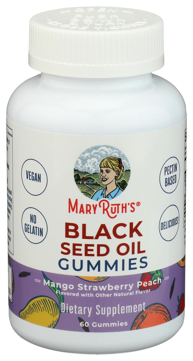 MaryRuth Organics Schwarzkümmelöl Gummis | Nahrungsergänzung mit Schwarzkümmelsamenöl | Traditionell für Immununterstützung & Herz-Kreislauf-Gesundheit | Vegan | Ohne Gelatine | Pektinbasiert | 60 Gummis