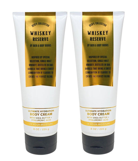 Bath & Body Works Whiskey Reserve Herrenkollektion – Ultimative Feuchtigkeitspflege Ultra Shea Cream 2er-Pack (8 oz pro Tube) – Weiß