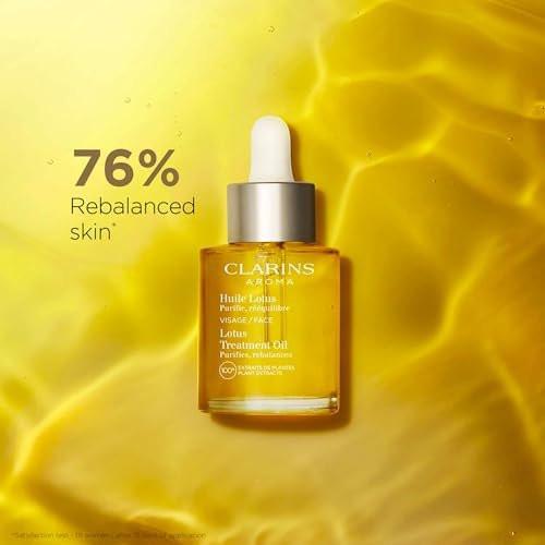 Clarins Lotus Gesichtsöl | Hydratisiert, tonisiert und balanciert die Haut | Verfeinert sichtbar die Poren | Reduziert feine Linien | Die Haut fühlt sich sofort samtig an* | 100% natürliche Pflanzenextrakte | Für ölige bis Mischhaut