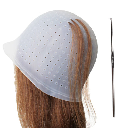 Gelochte Silikon-Highlighting-Haarkappe mit Nadel – Professionelle, wiederverwendbare Strähnchenkappe mit Haken für den Friseursalon, Haarfärbewerkzeug für Damen und Herren