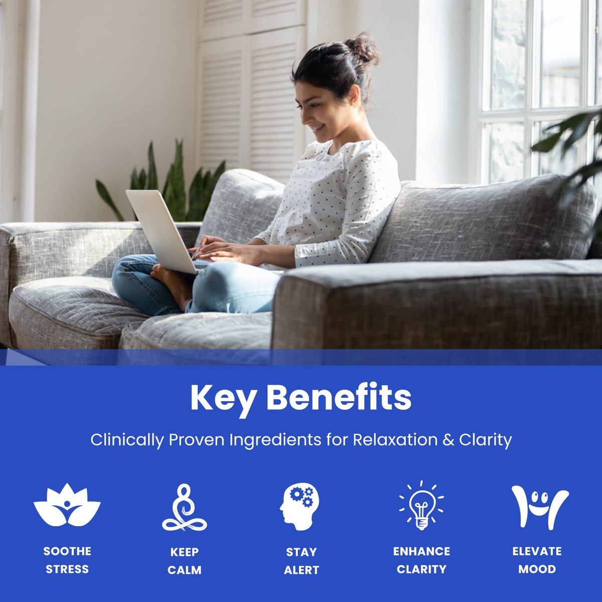 NutraChamps Calm Gummies – Stressgummis mit Ashwagandha, L-Theanin, GABA, Vitamin B6 & Zitronenmelisse – Unterstützt Stimmung, Fokus & Stressabbau – Natürliche Beere, 90 Gummis