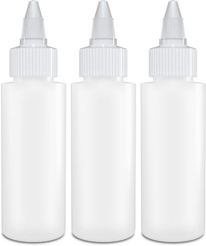 BRIGHTFROM Twist Top Applicator Flaschen, 2 OZ leere Plastikflaschen zum Drücken, nachfüllbar, mit Öffnen/Schließen Düse - Mehrzweck (3er-Pack)