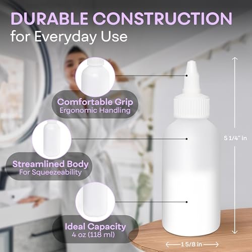 BRIGHTFROM Twist Top Applikatorflaschen, 4 Unzen leere Plastikflaschen, nachfüllbar, offen/geschlossen Düse, auslaufsicher, Mehrzweck, 3er Pack