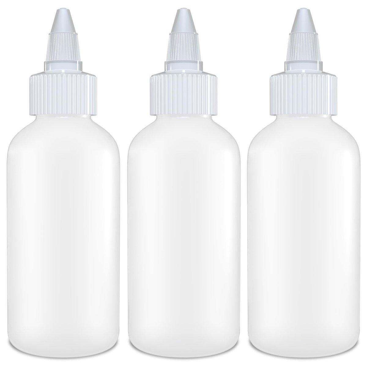 BRIGHTFROM Twist Top Applikatorflaschen, 4 Unzen leere Plastikflaschen, nachfüllbar, offen/geschlossen Düse, auslaufsicher, Mehrzweck, 3er Pack