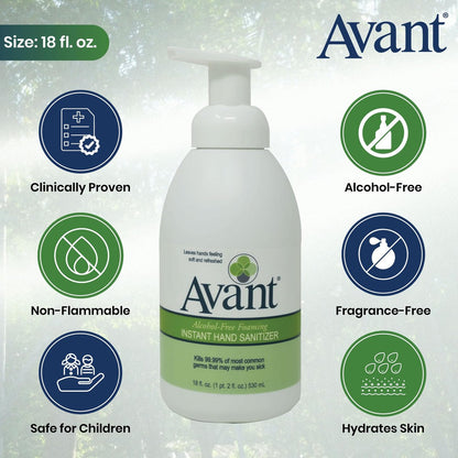 Avant® Alkoholfreier Schaum-Handdesinfektor, 18 oz Flasche 2er-Pack Großpackung