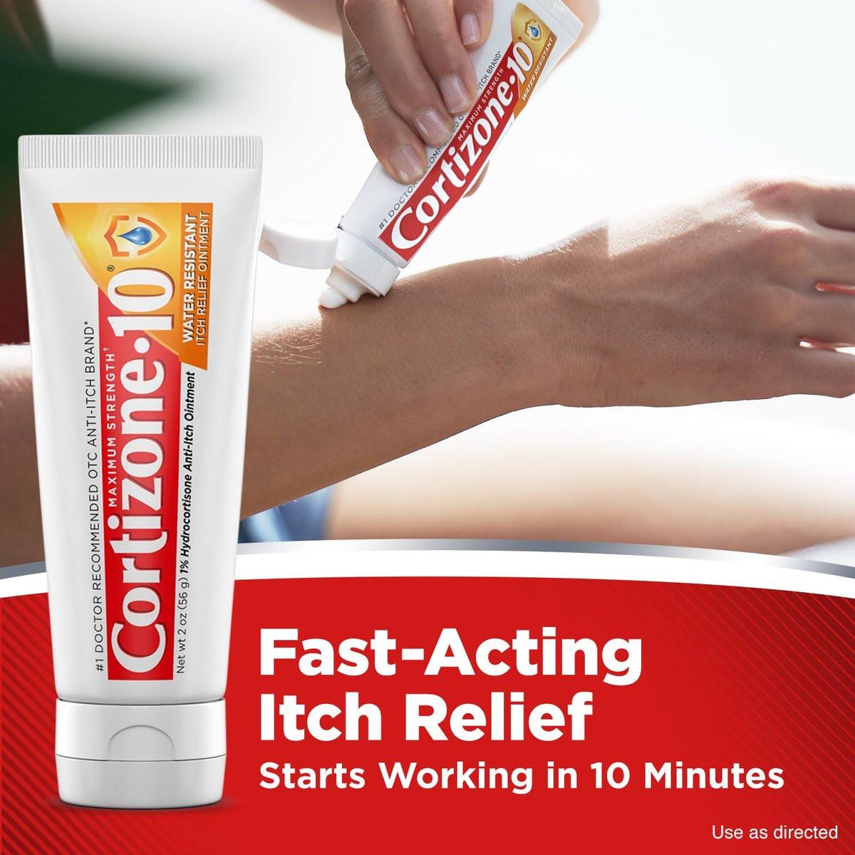 Cortizone-10 Maximum Strength Wasserbeständige Juckreizlindernde Salbe, 1% Hydrocortison, Schnellwirkend, Anti-Juckreiz-Creme für Insektenstiche, Hautausschlag, Ekzeme, Psoriasis, Giftefeu, -eiche, -sumach & mehr, 56 g