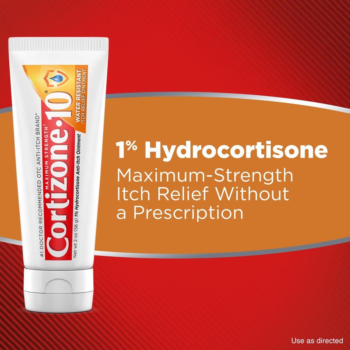 Cortizone-10 Maximum Strength Wasserbeständige Juckreizlindernde Salbe, 1% Hydrocortison, Schnellwirkend, Anti-Juckreiz-Creme für Insektenstiche, Hautausschlag, Ekzeme, Psoriasis, Giftefeu, -eiche, -sumach & mehr, 56 g