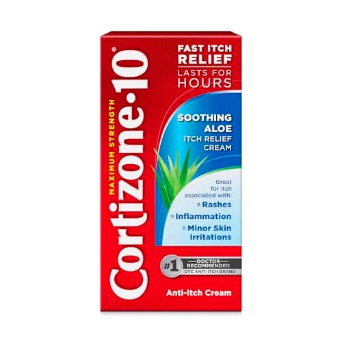 Cortizone-10 Maximum Strength Soothing Aloe Juckreiz Creme, 1% Hydrocortison, Schnell wirkend, Anti-Juckreiz Creme für Insektenstiche, Hautausschlag, Ekzeme, Psoriasis, Giftefeu, Eiche, Sumach & mehr, 28 g