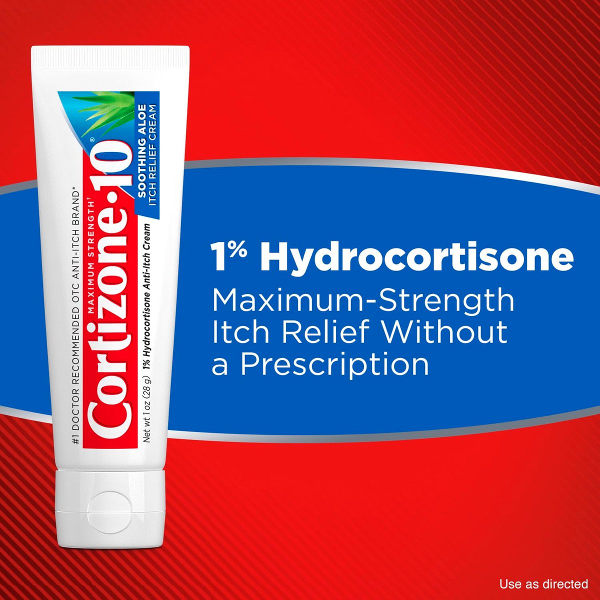 Cortizone-10 Maximum Strength Soothing Aloe Juckreiz Creme, 1% Hydrocortison, Schnell wirkend, Anti-Juckreiz Creme für Insektenstiche, Hautausschlag, Ekzeme, Psoriasis, Giftefeu, Eiche, Sumach & mehr, 28 g