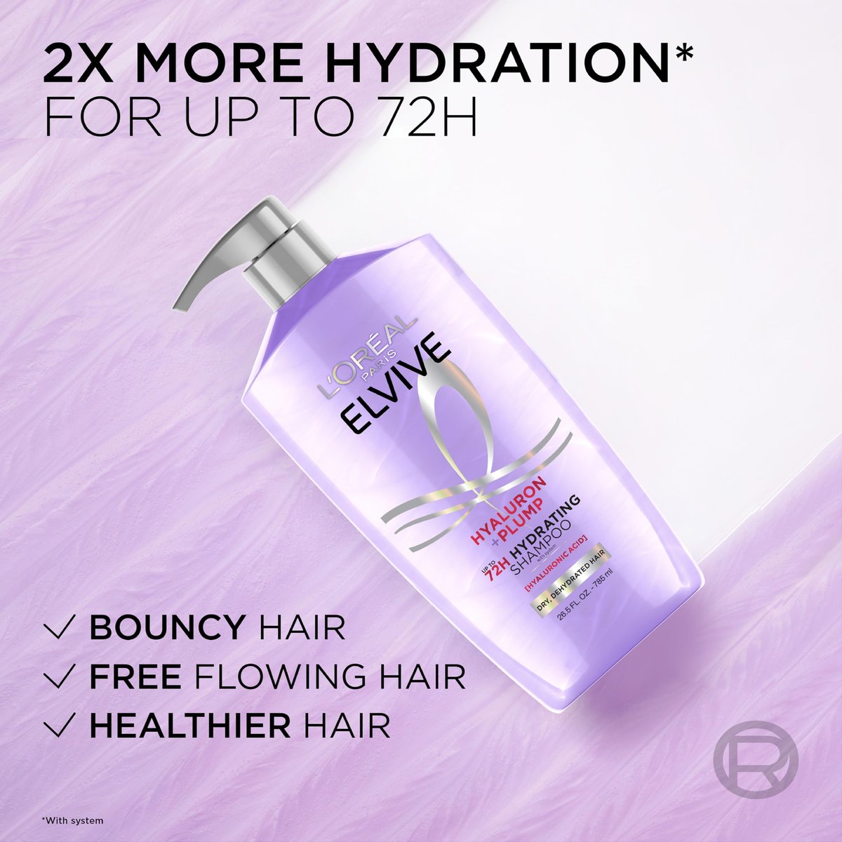 L'Oréal Paris Elvive Hyaluron Plump Shampoo und Conditioner Set für dehydriertes, trockenes Haar mit Hyaluronsäure-Pflegekomplex, 1 Kit (2 Produkte)