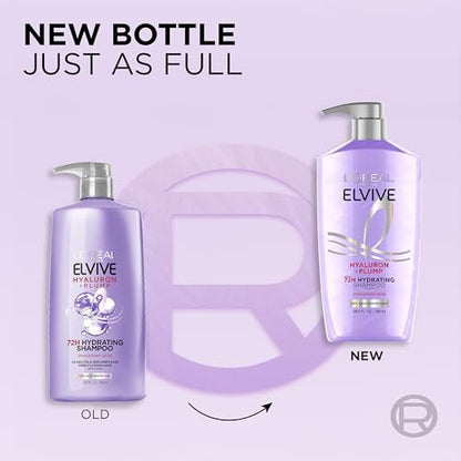 L'Oréal Paris Elvive Hyaluron Plump Shampoo und Conditioner Set für dehydriertes, trockenes Haar mit Hyaluronsäure-Pflegekomplex, 1 Kit (2 Produkte)