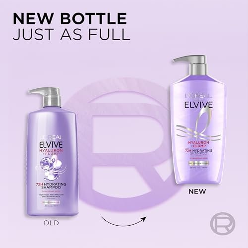 L'Oréal Paris Elvive Hyaluron Plump Shampoo und Conditioner Set für dehydriertes, trockenes Haar mit Hyaluronsäure-Pflegekomplex, 1 Kit (2 Produkte)