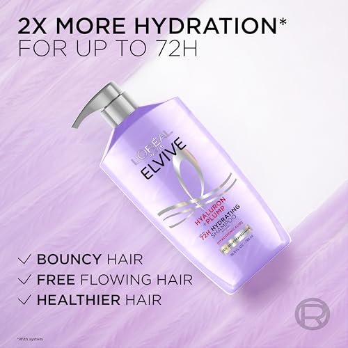 L'Oréal Paris Elvive Hyaluron Plump Shampoo und Conditioner Set für dehydriertes, trockenes Haar mit Hyaluronsäure-Pflegekomplex, 1 Kit (2 Produkte)