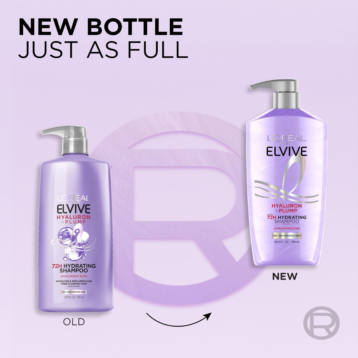 L'Oréal Paris Elvive Hyaluron Plump Shampoo und Conditioner Set für dehydriertes, trockenes Haar mit Hyaluronsäure-Pflegekomplex, 1 Kit (2 Produkte)