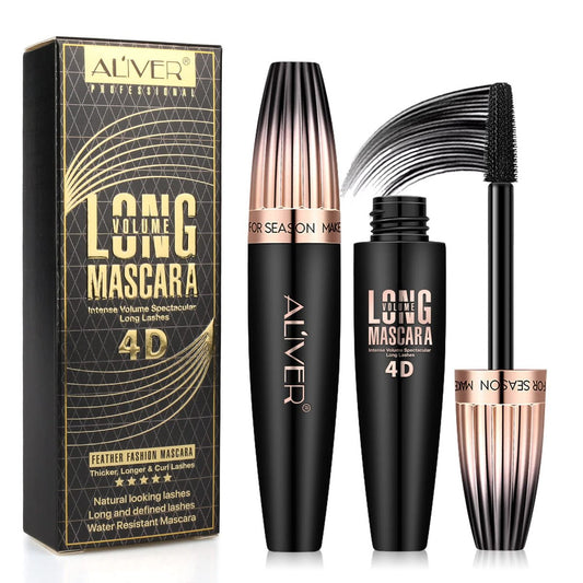 2er-Pack 4D-Seidenfaser-Wimperntusche, wasserfest, sehr schwarz, langanhaltend, verlängernd, hebend, kräuselnd, natürlicher Wimpern-Grundierungsbürste, verdickend, weicher, hält den ganzen Tag, 2 Tuben