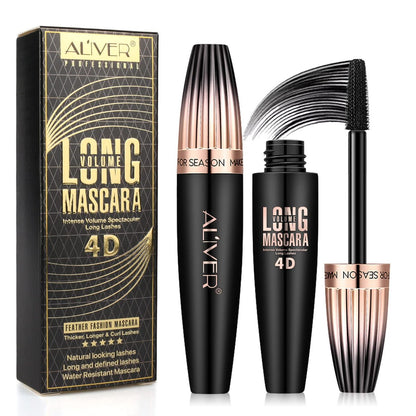 2er-Pack 4D-Seidenfaser-Wimperntusche, wasserfest, sehr schwarz, langanhaltend, verlängernd, hebend, kräuselnd, natürlicher Wimpern-Grundierungsbürste, verdickend, weicher, hält den ganzen Tag, 2 Tuben