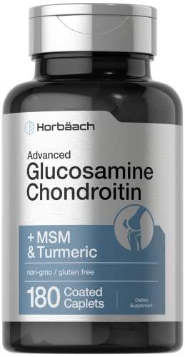 Horbäach Glucosamin Chondroitin mit MSM & Kurkuma – 180 magensaftresistente Kapseln – Nicht-GVO, glutenfrei