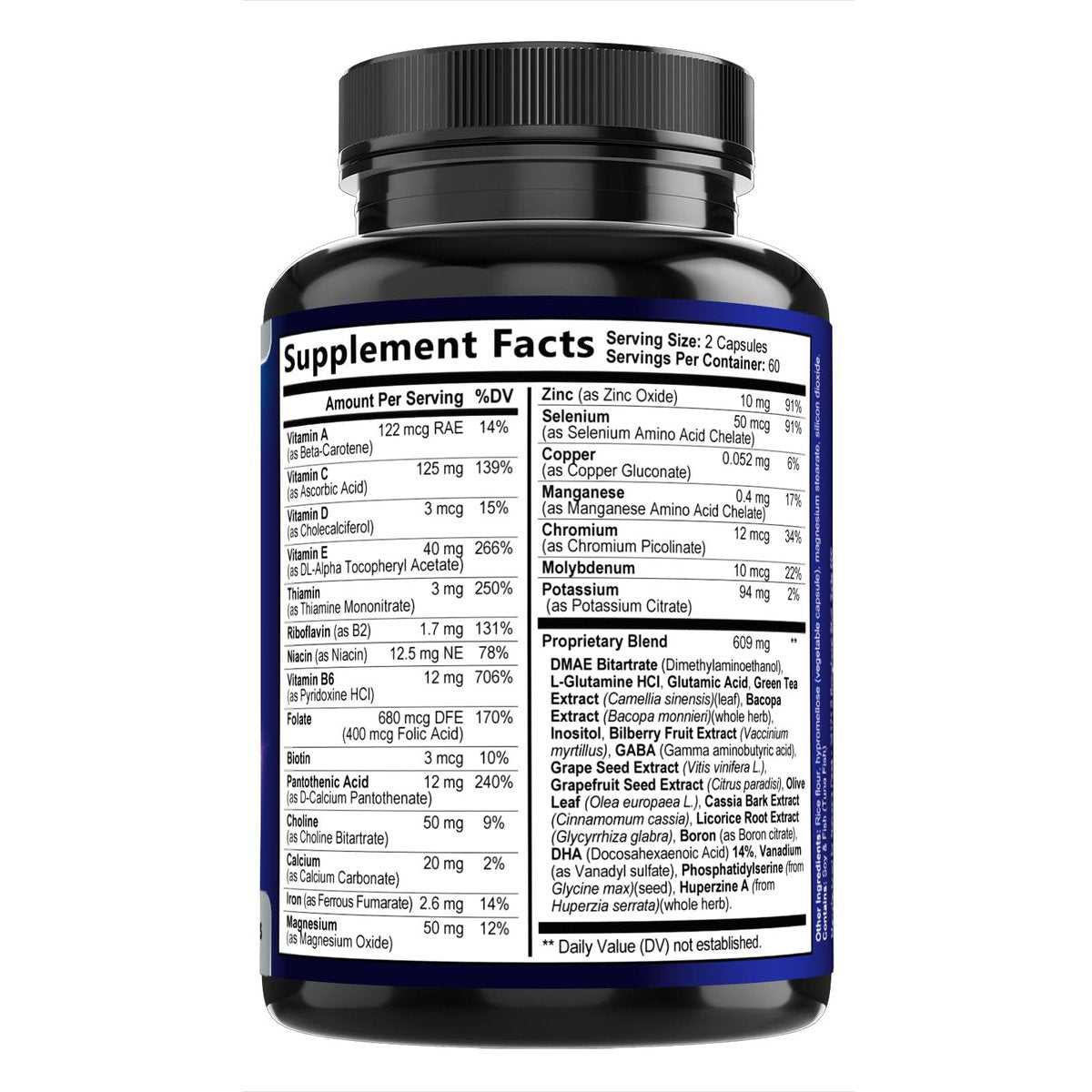 3X Gehirn-Nahrungsergänzungsmittel - Nootropika für Konzentration, Klarheit & Fokus - Gedächtnispillen mit Bacopa, Phosphatidylserin & DMAE - Gehirn-Booster, 120 Kapseln