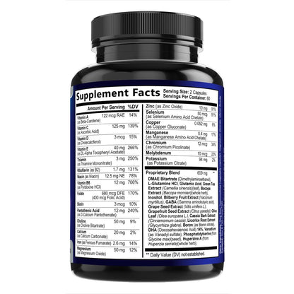 3X Gehirn-Nahrungsergänzungsmittel - Nootropika für Konzentration, Klarheit & Fokus - Gedächtnispillen mit Bacopa, Phosphatidylserin & DMAE - Gehirn-Booster, 120 Kapseln