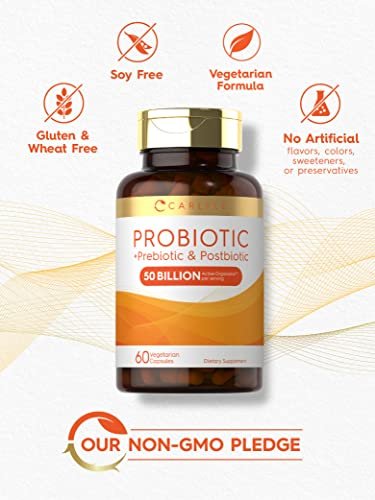 Carlyle Probiotikum für Frauen und Männer | 50 Milliarden KBE | 60 Kapseln | Plus Präbiotikum und Postbiotikum | Komplex-Ergänzung | Vegetarisch, Nicht-GVO, Glutenfrei