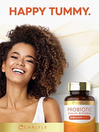 Carlyle Probiotikum für Frauen und Männer | 50 Milliarden KBE | 60 Kapseln | Plus Präbiotikum und Postbiotikum | Komplex-Ergänzung | Vegetarisch, Nicht-GVO, Glutenfrei