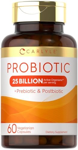 Carlyle Probiotikum mit Präbiotika & Postbiotika | 25 Milliarden KBE | 60 Kapseln | Nahrungsergänzungsmittel für Frauen & Männer | Vegetarisch, Nicht-GVO & Glutenfrei